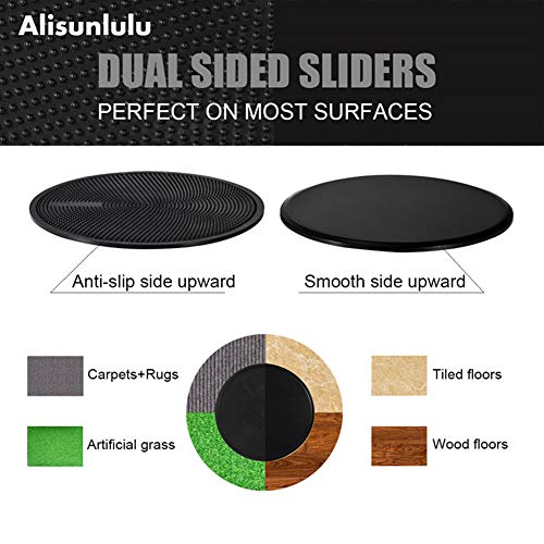 Yuemizi Sliders de Fitness para Suelos de Madera o con Alfombra - Discos Deslizantes de Doble Cara para Ejercicios de Abdominales - Discos de Entrenamiento para Hombre y Mujer para Casa y Gym (2 Uds)