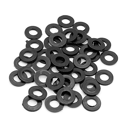 Yuhtech 350 Pcs Arandela Plana de Plastico Negro, Arandela Nylon Juego de Juntas Planas M2 M2.5 M3 M4 M5 M6 M8