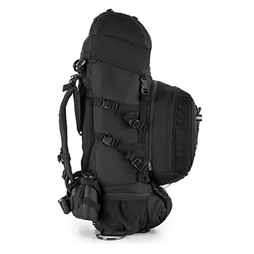 Yukatana Almer Mochila de Trekking 80 L Volumen - Cubierta Lluvia integrada, Cintas y Accesorios Acampada, 40x80x35cm, Respaldo, Mochila excursión de día extraíble, montaña Negra/Negra