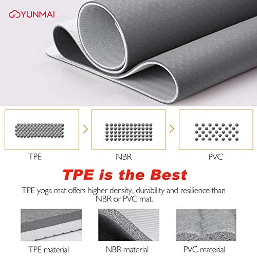YUNMAI Esterilla de Yoga Antideslizante, Colchoneta de TPE Ecológico Alfombrilla de Doble Cara para Pilates Yoga Ejercicio Meditación Fitness con Bolsa de Almacenamiento, 183 X 61 X 0,6 cm YUNMAI Esterilla de Yoga Antideslizante, Colchoneta de TPE Ecológico Alfombrilla de Doble Cara para Pilates Yoga Ejercicio Meditación Fitness con Bolsa de Almacenamiento, 183 X 61 X 0,6 cm