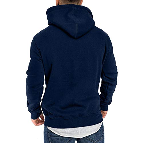 Yvelands ¡Oferta Sudaderas con Capucha para Hombre Cosy Sport Outwear Sudadera con Cremallera Completa Ecosmart Hoodie Casual Sweatshirt Top Blouse ¡Caliente!(Azul Marino,L)