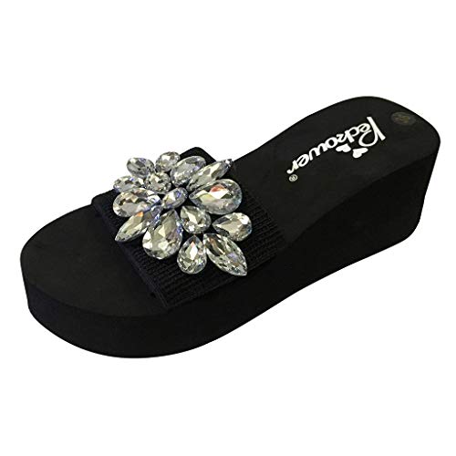 Yvelands Verano Primavera Mujeres Liquidación Señoras Chicas Cristal Cuñas Sandalias Zapatillas Zapatos de Playa (Blanco,41)