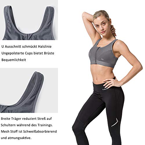 Yvette Sujetador Deportivo de sujeción Fuerte para Mujer, Cierre Frontal sin Aros, Espalda de Corredor sin Relleno para Fitness, Yoga, Jogging Yvette Sujetador Deportivo de sujeción Fuerte para Mujer, Cierre Frontal sin Aros, Espalda de Corredor sin Relleno para Fitness, Yoga, Jogging