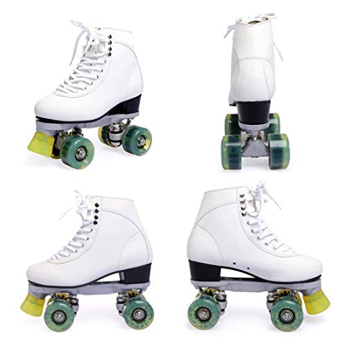 YVX Patines de Doble línea para Mujer, Patines clásicos cuádruples, Zapatos de Patinaje de Velocidad de Cuero Artificial (tamaño: 37)