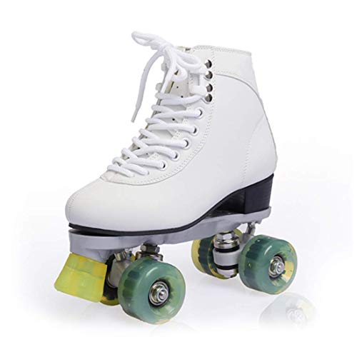 YVX Patines de Doble línea para Mujer, Patines clásicos cuádruples, Zapatos de Patinaje de Velocidad de Cuero Artificial (tamaño: 37)