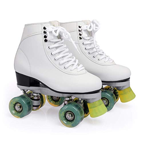 YVX Patines de Doble línea para Mujer, Patines clásicos cuádruples, Zapatos de Patinaje de Velocidad de Cuero Artificial (tamaño: 37)