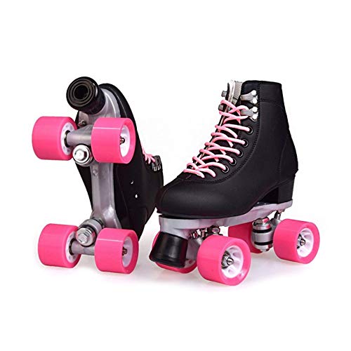 YVX Patines de Ruedas para Mujer Patines de Quad al Aire Libre Zapatos de Patinaje de Velocidad para jóvenes Adultos Cuero Artificial (Tamaño: 5.5)