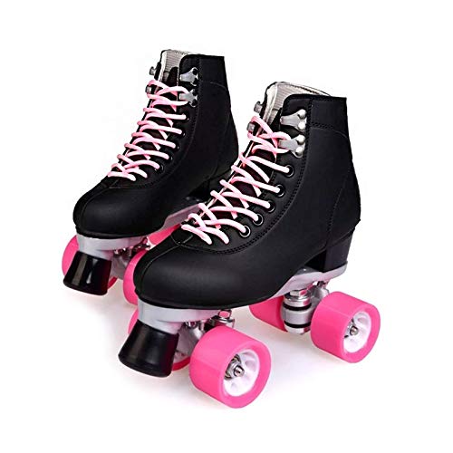 YVX Patines de Ruedas para Mujer Patines de Quad al Aire Libre Zapatos de Patinaje de Velocidad para jóvenes Adultos Cuero Artificial (Tamaño: 5.5)