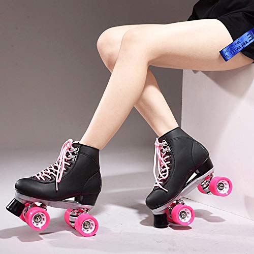 YVX Patines de Ruedas para Mujer Patines de Quad al Aire Libre Zapatos de Patinaje de Velocidad para jóvenes Adultos Cuero Artificial (Tamaño: 5.5)