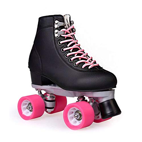 YVX Patines de Ruedas para Mujer Patines de Quad al Aire Libre Zapatos de Patinaje de Velocidad para jóvenes Adultos Cuero Artificial (Tamaño: 5.5)