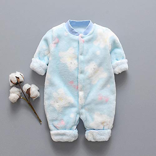 YWLINK 0-18 Meses Ropa De Bebe Manga Larga Mono Mameluco Pijama De Peluche Abrigo Grueso Chaqueta Abrigada FáCil De Poner Y Quitar Ropa Original Regalo De Fiesta De Bautismo(Azul,12-18 meses/90)