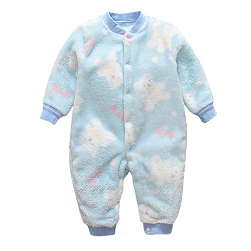 YWLINK 0-18 Meses Ropa De Bebe Manga Larga Mono Mameluco Pijama De Peluche Abrigo Grueso Chaqueta Abrigada FáCil De Poner Y Quitar Ropa Original Regalo De Fiesta De Bautismo(Azul,12-18 meses/90)