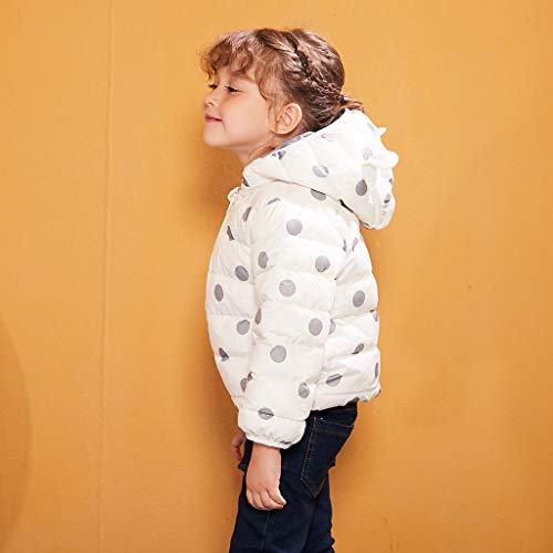 YWLINK Chaqueta con Capucha 2-7 AñOs De Edad, Invierno Ropa De AlgodóN CáLido NiñA Bebé Abrigo De Oso con Estampado De Lunares Chaqueta De Plumas Casual Abrigo con Cremallera Regalo De CumpleañOs