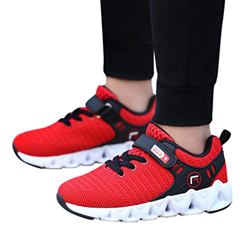 YWLINK Montando Ligero Zapatillas Deportivas Transpirables Y Ponibles Malla Informal Respirable Al Aire Libre NiñOs Zapatillas Comodidad Inferior Suave Negro, Rojo, Azul Oscuro 28-39