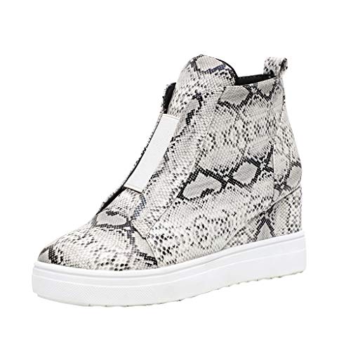 YWLINK Mujeres Zapatillas Europa Y America Retro Comercio Exterior TamañO Grande Estampado De Serpiente CuñA Ocio Botas De Mujer Botines Zapatos Romanos Antideslizante Transpirable(Beige,40EU)