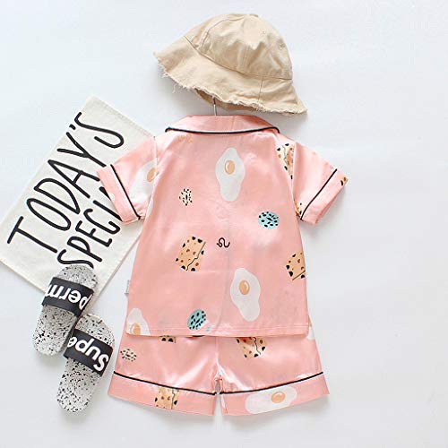 YWLINK Pijama De NiñO Y NiñA Camisa De Manga Corta De Dibujos Animados+Pantalones Cortos Mezcla De AlgodóN Servicio A Domicilio Ocio Encantador Ropa para NiñOs(Rosado,12-18 meses/90)