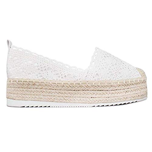 YWLINK Plataforma Hueca para Mujer Zapatos Casuales Color SóLido Transpirable CuñA Alpargatas Antideslizante CóModo Zapatos Romanos Bohemia TamañO Grande Fiesta Deportes Al Aire Libre(Blanco,41EU)