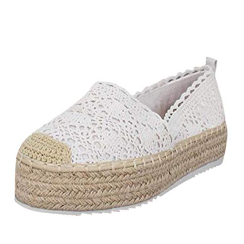 YWLINK Plataforma Hueca para Mujer Zapatos Casuales Color SóLido Transpirable CuñA Alpargatas Antideslizante CóModo Zapatos Romanos Bohemia TamañO Grande Fiesta Deportes Al Aire Libre(Blanco,41EU)