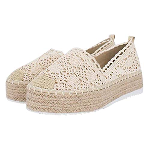 YWLINK Plataforma Hueca para Mujer Zapatos Casuales Color SóLido Transpirable CuñA Alpargatas Antideslizante CóModo Zapatos Romanos Bohemia TamañO Grande Fiesta Deportes Al Aire Libre(Beige,41EU)