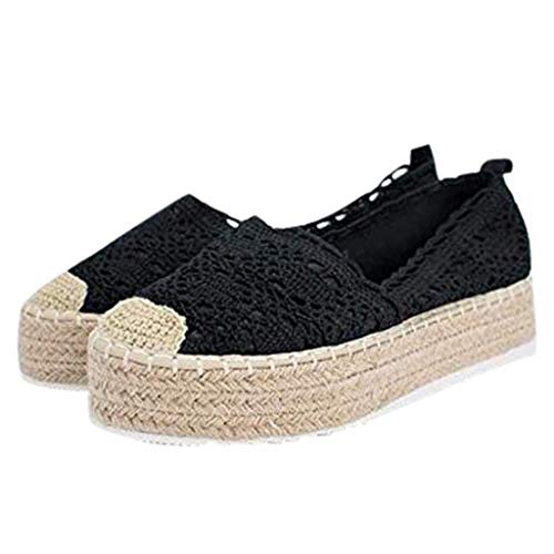 YWLINK Plataforma Hueca para Mujer Zapatos Casuales Color SóLido Transpirable CuñA Alpargatas Antideslizante CóModo Zapatos Romanos Bohemia TamañO Grande Fiesta Deportes Al Aire Libre(Negro,40EU)