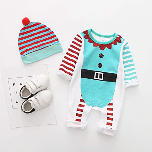 YWLINK Ropa de Bebe recién Nacido Traje de Navidad Navidad Dibujos Animados Sombrero Gorro Mameluco Mono Mono Mezcla de algodón Pijama Suave y cómodo 0-24 Meses Disfraz Divertido Lindo Juego de Roles