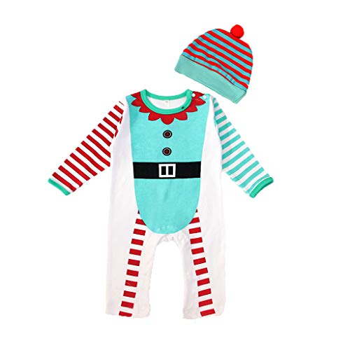 YWLINK Ropa de Bebe recién Nacido Traje de Navidad Navidad Dibujos Animados Sombrero Gorro Mameluco Mono Mono Mezcla de algodón Pijama Suave y cómodo 0-24 Meses Disfraz Divertido Lindo Juego de Roles