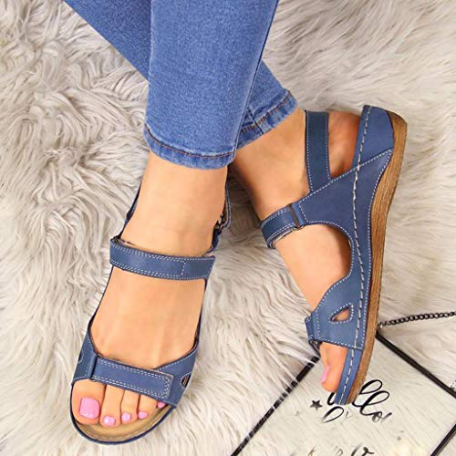 YWLINK Sandalias De Talla Grande para Mujer Zapatos De Playa con Punta Abierta De Verano Sandalias Deportivas Antideslizantes Fondo Plano Zapatillas Casual(Azul,43EU)