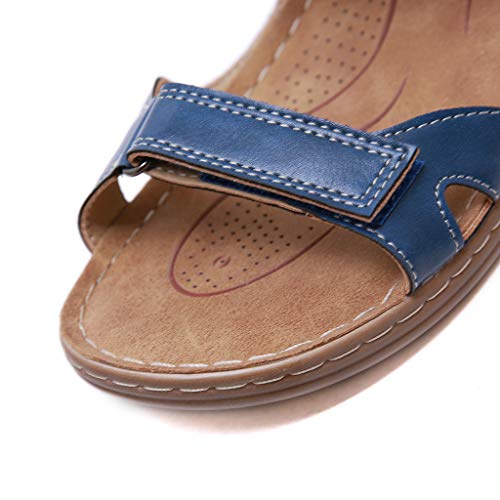 YWLINK Sandalias De Talla Grande para Mujer Zapatos De Playa con Punta Abierta De Verano Sandalias Deportivas Antideslizantes Fondo Plano Zapatillas Casual(Azul,43EU)