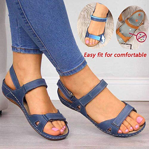 YWLINK Sandalias De Talla Grande para Mujer Zapatos De Playa con Punta Abierta De Verano Sandalias Deportivas Antideslizantes Fondo Plano Zapatillas Casual(Azul,43EU)