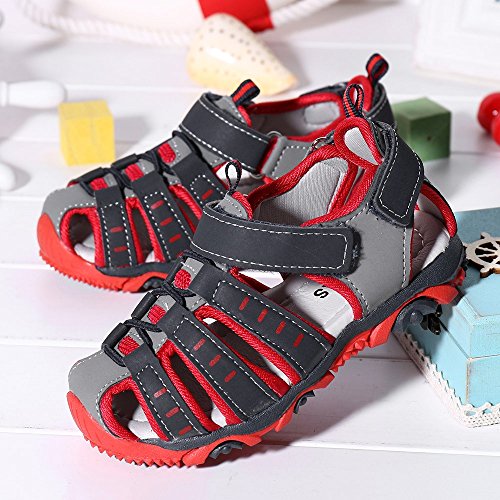 YWLINK Sandalias Deportivas NiñOs Zapatos para NiñOs Punta Cerrada Verano Playa Sandalias Zapatos,Zapatillas Antideslizante Fondo Blando Casuales(Rojo,25EU)