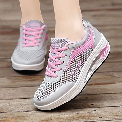 YWLINK Zapatillas De Deporte Transpirables De Malla De Moda para Mujer Zapatos Ocasionales Zapatillas Estudiantes Fondo Grueso Fiesta De CumpleañOs Corriendo Ciclismo Antideslizante(Rosado,35EU)