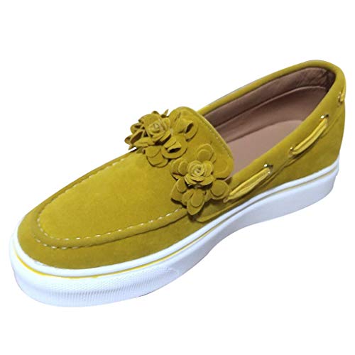 YWLINK Zapatos Casuales Flor De Cabeza Redonda De Gran TamañO Zapatos De Mujer Plataforma Zapatillas De Deporte Transpirable Moda Lienzo Botines Simple Viaje De Fiesta En La Playa(Amarillo,39EU)