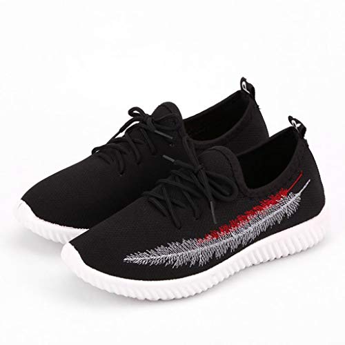 YWLINK Zapatos Mujer Verano 2019 Baratos Malla Casual Color SóLido con Calzado Casual Liviano Zapatillas De Correr Transpirable CóModo Encaje Ciclismo El FúTbol TamañO Grande Ligero(Negro,39EU)