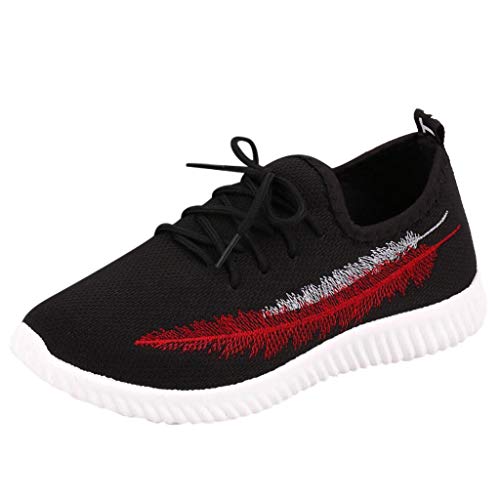 YWLINK Zapatos Mujer Verano 2019 Baratos Malla Casual Color SóLido con Calzado Casual Liviano Zapatillas De Correr Transpirable CóModo Encaje Ciclismo El FúTbol TamañO Grande Ligero(Negro,39EU)