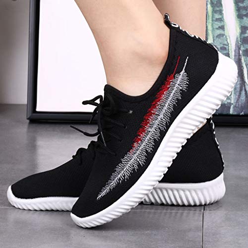 YWLINK Zapatos Mujer Verano 2019 Baratos Malla Casual Color SóLido con Calzado Casual Liviano Zapatillas De Correr Transpirable CóModo Encaje Ciclismo El FúTbol TamañO Grande Ligero(Negro,39EU)