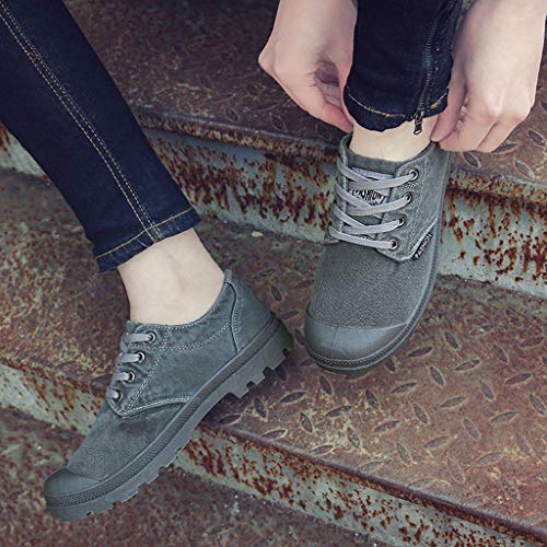 YWLINK Zapatos para Caminar，Zapatos Casuales De Los Hombres Estudiante De Escalada Zapatillas De Deporte Lienzo Encaje Botines Antideslizante Transpirable CóModo Bicicleta Mocasines(Gris,43EU)