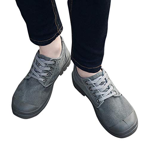 YWLINK Zapatos para Caminar，Zapatos Casuales De Los Hombres Estudiante De Escalada Zapatillas De Deporte Lienzo Encaje Botines Antideslizante Transpirable CóModo Bicicleta Mocasines(Gris,43EU)