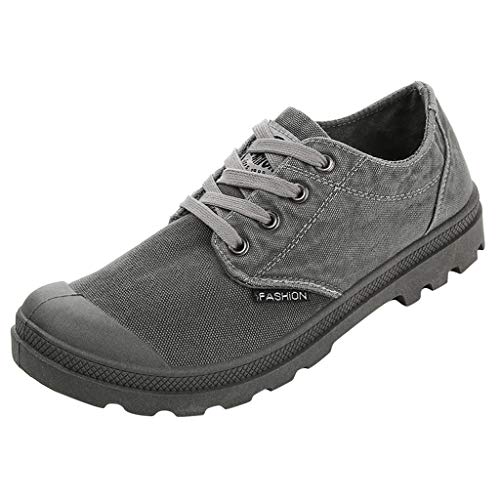 YWLINK Zapatos para Caminar，Zapatos Casuales De Los Hombres Estudiante De Escalada Zapatillas De Deporte Lienzo Encaje Botines Antideslizante Transpirable CóModo Bicicleta Mocasines(Gris,43EU)