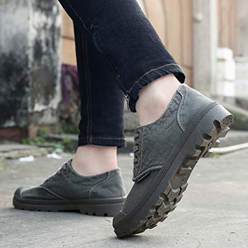 YWLINK Zapatos para Caminar，Zapatos Casuales De Los Hombres Estudiante De Escalada Zapatillas De Deporte Lienzo Encaje Botines Antideslizante Transpirable CóModo Bicicleta Mocasines(Gris,43EU)