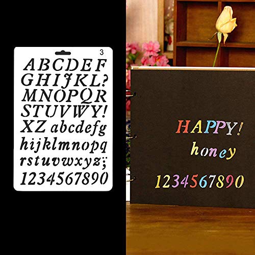 Yxhome 4 plantillas de pintura de letras y números, juego de plantillas de plástico para dibujo de alfabeto, para manualidades, álbumes de recortes, pintura, manualidades, fotos Yxhome 4 plantillas de pintura de letras y números, juego de plantillas de plástico para dibujo de alfabeto, para manualidades, álbumes de recortes, pintura, manualidades, fotos