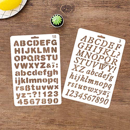 Yxhome 4 plantillas de pintura de letras y números, juego de plantillas de plástico para dibujo de alfabeto, para manualidades, álbumes de recortes, pintura, manualidades, fotos Yxhome 4 plantillas de pintura de letras y números, juego de plantillas de plástico para dibujo de alfabeto, para manualidades, álbumes de recortes, pintura, manualidades, fotos