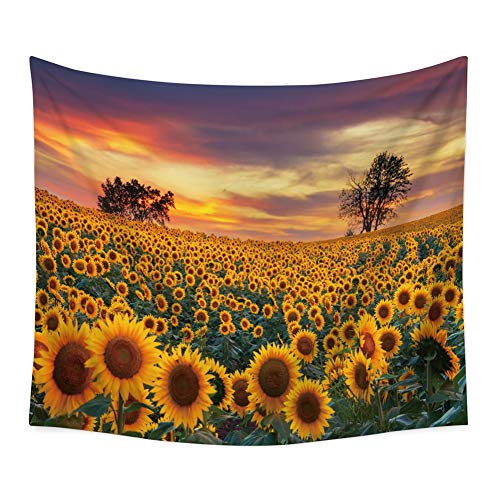 YXMG Girasol Tapiz Tapiz Amarillo Girasol tapicería de la Pared Floral de la Naturaleza del Paisaje Tapiz decoración de la Pared para el Dormitorio de los niños Sala de Estar Playa,150cmx130cm