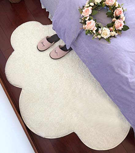 YYATT Blanco Nube Estera de meditación,Felpa Dormitorio Bebé niño Estera de rastreo Suave Shaggy Bebé Estera del Juego de Moderno Alfombras para niños Jugar Decorar casa-Blanco 95x150cm(37x59inch)