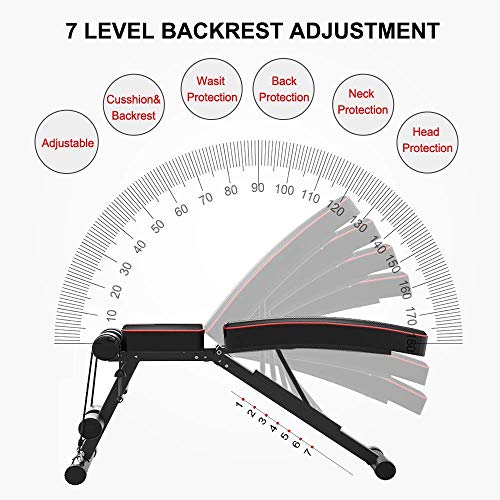 YZ-YUAN Banco de Ejercicios con Pesas Ajustables, Bancos de Pesas utilitarios para Entrenamiento de Cuerpo Completo, Press de banca Inclinado Inclinado Plegable para Gimnasio en casa, cómodo para ha