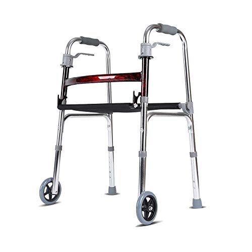 Z-SEAT Walker, Floding Walker Andador de Aluminio con Asiento y 2 Rodillos Andador portátil para Personas Mayores con obesidad Ajuste del Marco para Caminar para Adultos Li