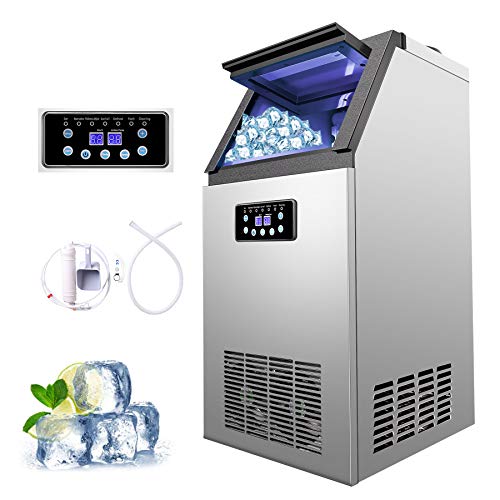 Z ZELUS 495W Máquina para Hacer Hielo Capacidad de 72kg / 24h Máquina para Hacer Cubitos de Hielo 45 pcs Máquina Comercial de Hacer Hielo para Hogar, Bares, Cafetería y Restaurante (45 PCS)