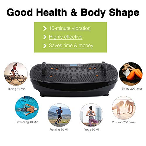 Z ZELUS 4D Plataforma Vibratoria de Fitness 440W Placa Vibratoria para Ejercicios Musculares 120 Niveles Fitness Plate Vibration con Asas/Bandas de Resistencia/Control Remoto (Negro)