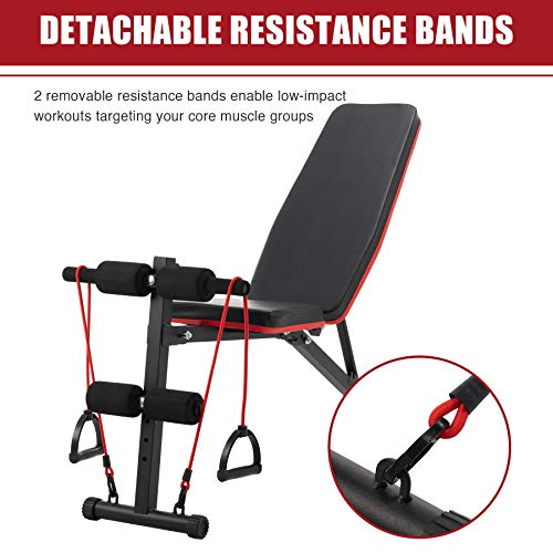 Z ZELUS Banco de Pesas Plegable con Bandas de Resistencia Banco de Musculación para Gimnasio en Casa Banco de Pesas Multifuncional para Entrenamiento Z ZELUS Banco de Pesas Plegable con Bandas de Resistencia Banco de Musculación para Gimnasio en Casa Banco de Pesas Multifuncional para Entrenamiento