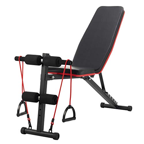 Z ZELUS Banco de Pesas Plegable con Bandas de Resistencia Banco de Musculación para Gimnasio en Casa Banco de Pesas Multifuncional para Entrenamiento Z ZELUS Banco de Pesas Plegable con Bandas de Resistencia Banco de Musculación para Gimnasio en Casa Banco de Pesas Multifuncional para Entrenamiento