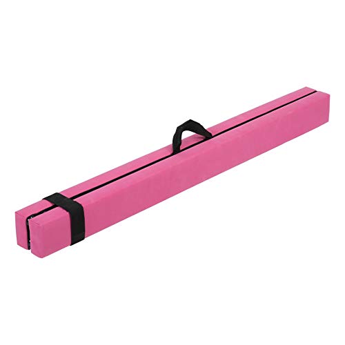 Z ZELUS Barra de Equilibrio de Gimnasia 8 Pies/224CM Viga de Equilibrio Plegable y Portátil para Entrenamiento Balance Beam de Gimnasia para Niños y Principantes (Rosa)